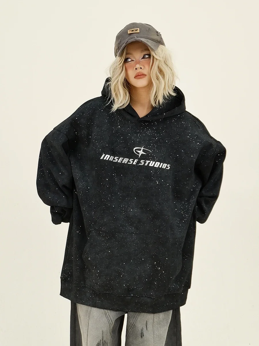 

Цыганский дизайн Hoodies2024 Осень Новый Свободный Bf американский модный бренд хип-хоп женский топ