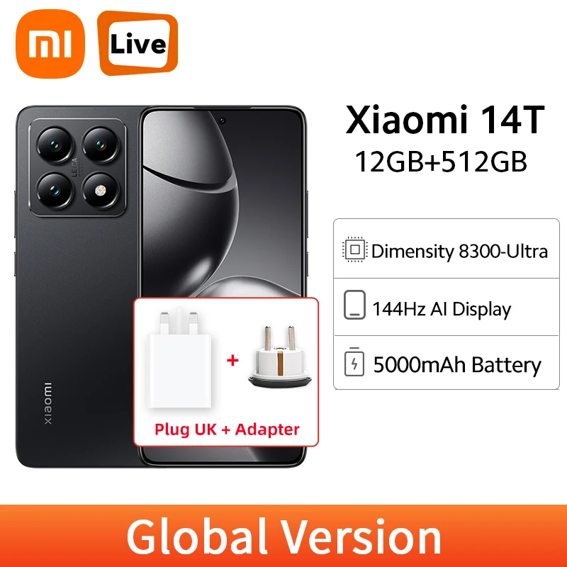 Xiaomi 14T Global Version MediaTek Dimensity 8300-Ultra 50MP Leica Main Camera 5000mAh 67W HyperCharge 5G NFC 144Hz Smartphone
