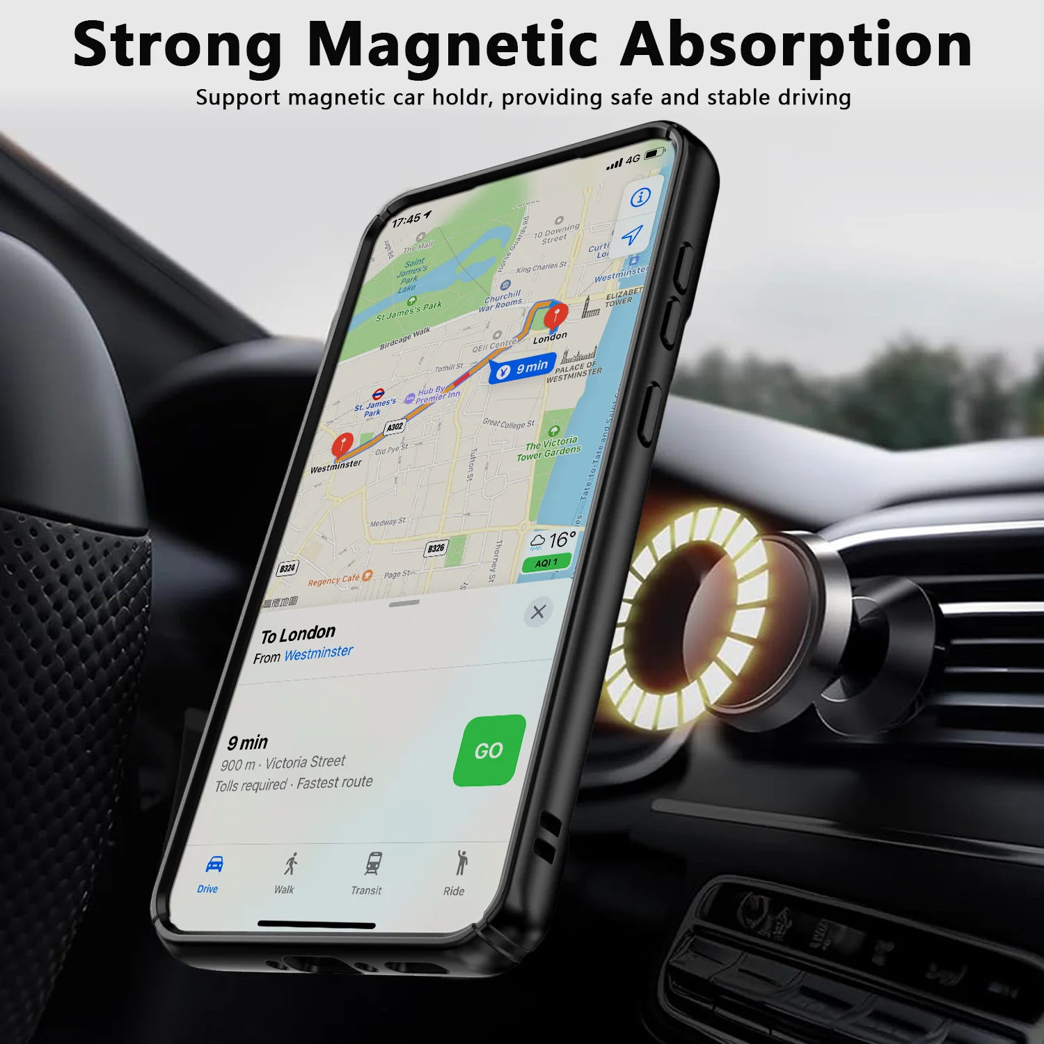 حافظة هاتف متينة لهاتف سامسونج جالاكسي A35 5G، غطاء حماية بمسند مغناطيسي مقاوم للصدمات، لون أسود