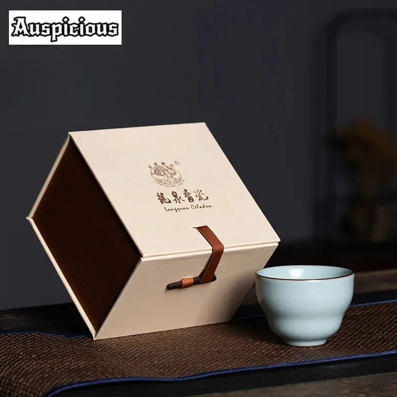 

100ml Longquan Celadon Gourd Teacup Handmade Ru Kiln Porcelain Master Cup Single Soaking Tea Bowl Chazhan Kung Fu Teaset Gift