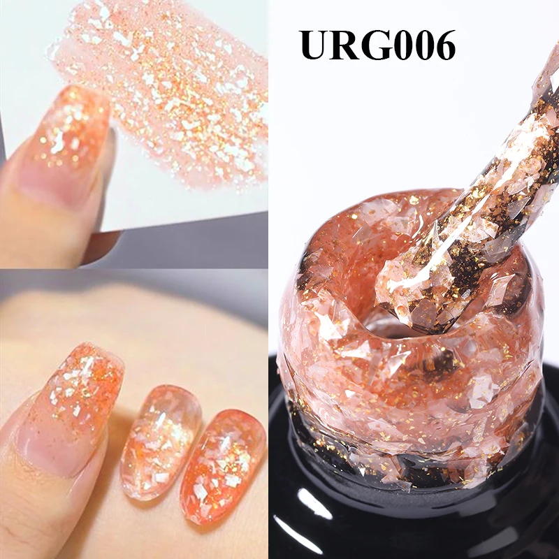 UR SUGAR 7ml Gold Glitter Mineral Gel Nail Polish Soak Off UV LED Gel Nail Platinum Shining Sequin Semi Permanent Manicure