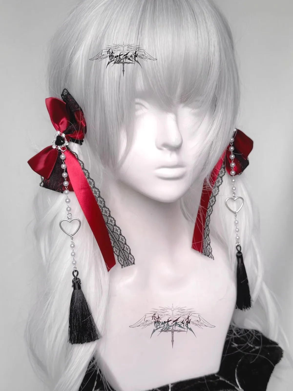 로리타 코스프레 소녀 머리핀 활 머리핀, 귀여운 헤어 액세서리, 일본 미적 중국 스타일, Y2K 술 헤어 클립, 1 쌍