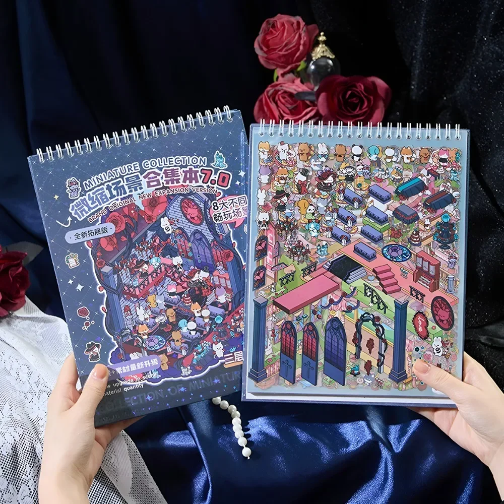 

DIY Scenery Stickers 7.0 3D Stereo Immersive Large Size Miniature Scene Collection Book Stress Relief House Planner Stickers