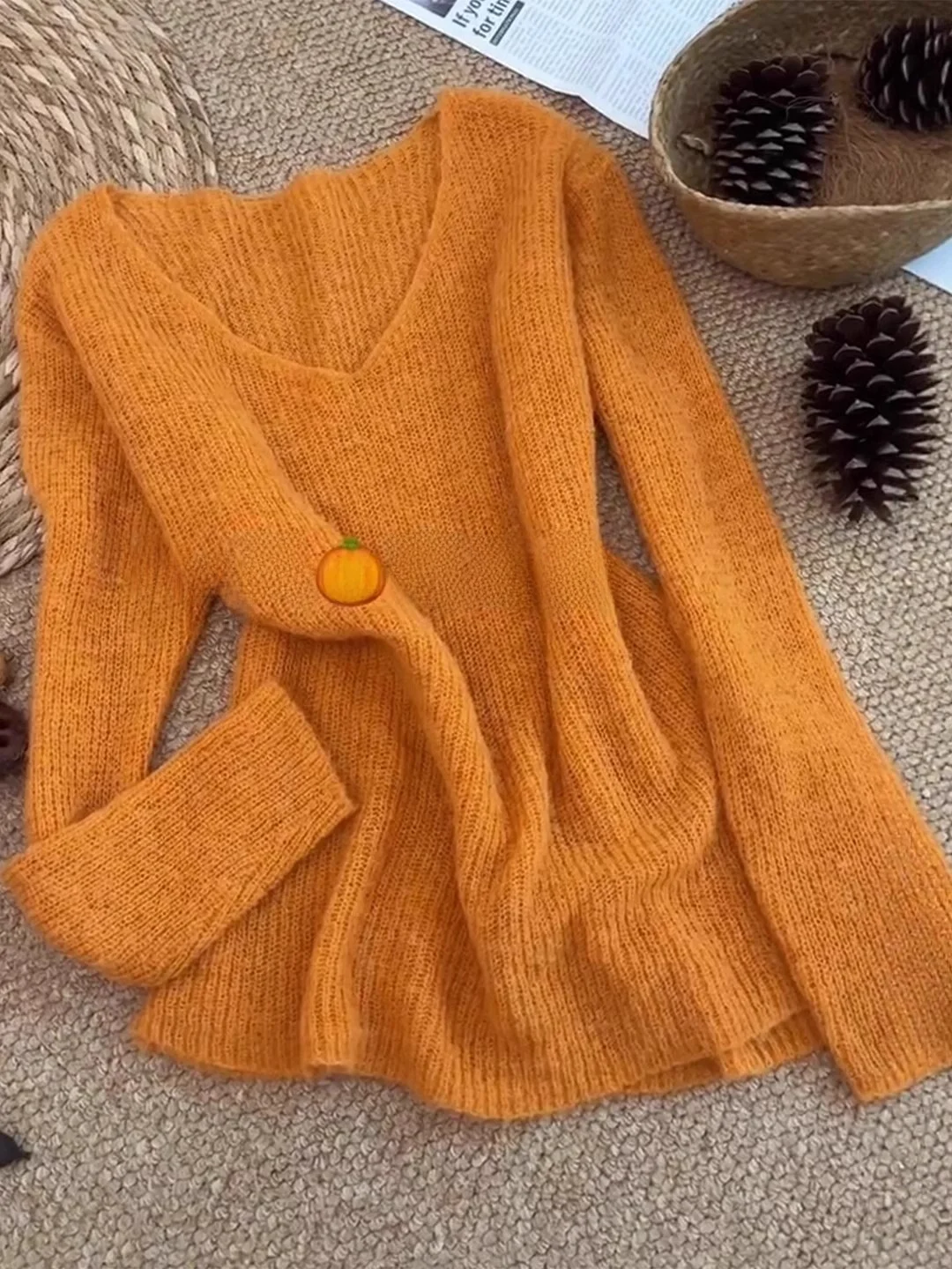 

Korean Sle Soft V-Ne Sweater Women's Autumn Winter New Sle Slimming Youthful Knitted irt Comfortable Aosphere Gentl...