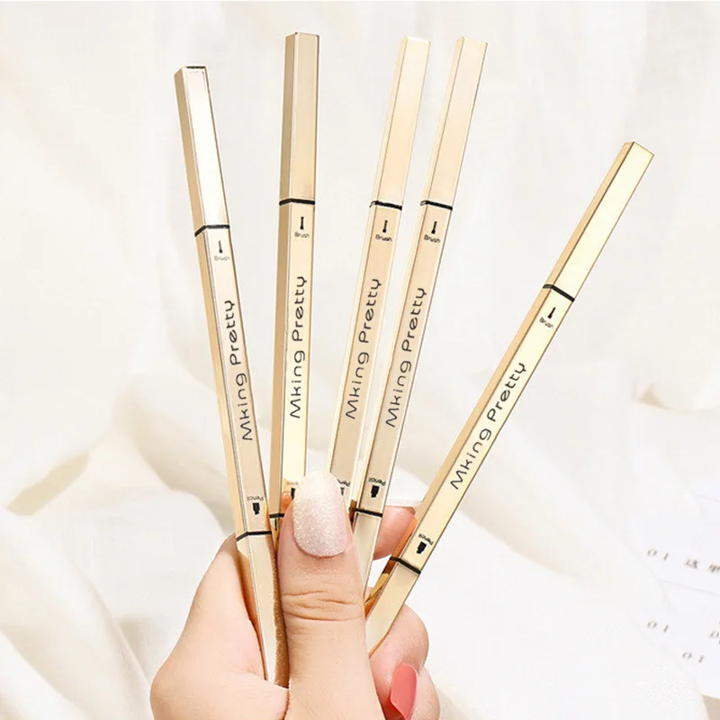 5 Colors Double Head Eyebrow Pencil Long Lasting Waterproof Ultra-thin Eye Brow Pen Black Gray Brown Color Cosmetic Makeup Tools