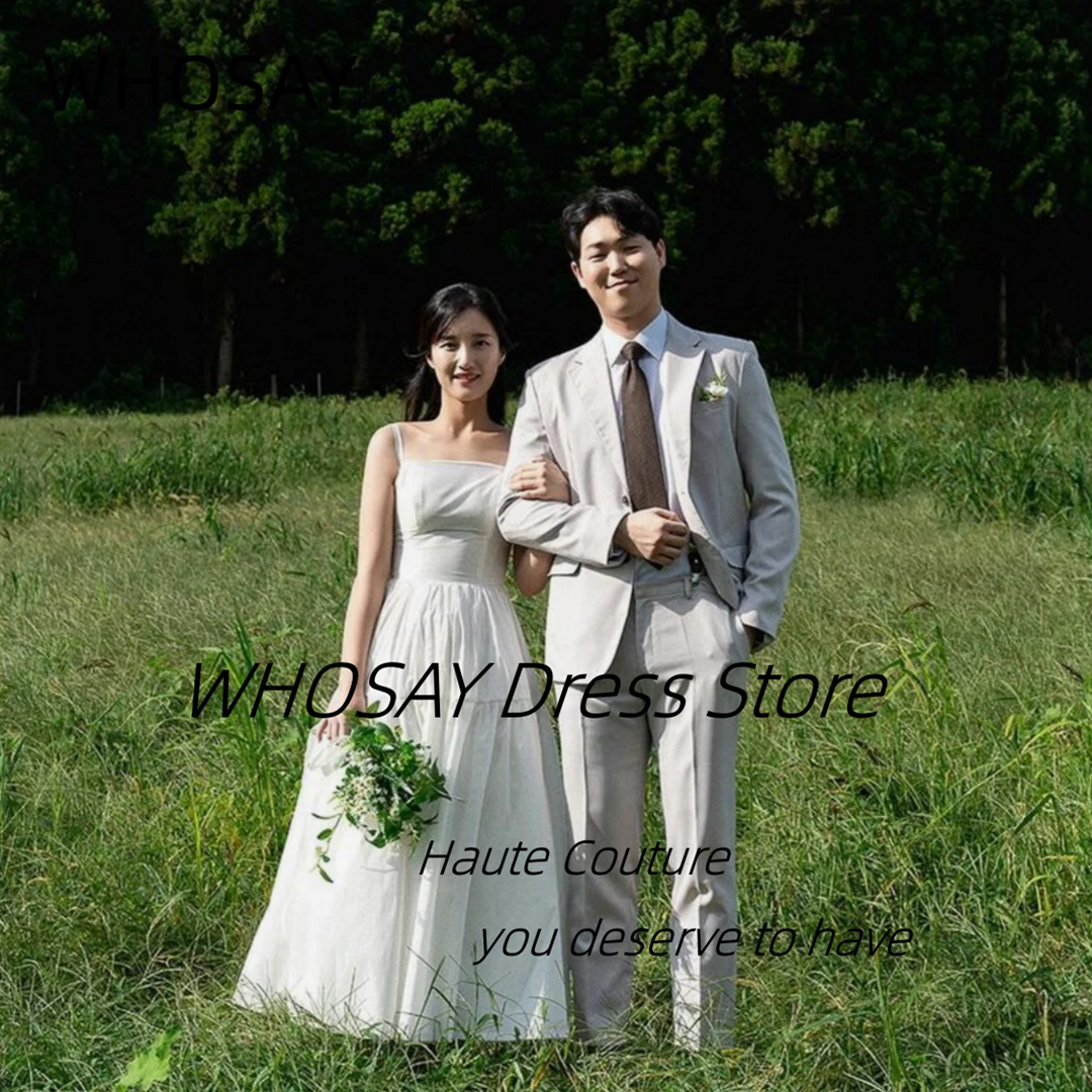 WHOSAY Wedding Dress Korea Girls Spaghetti Strapless Bridal Gowns Lace Up Back Robe Des Marrige A Line Formal Party Dress