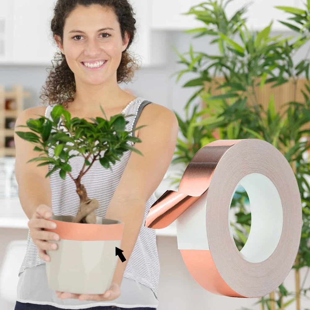 20M Koperfolie Tape Enkelzijdig Geleidende Afscherming Tape Plant Bescherming Slak Tape Tegen Slakken Val Thuis DIY koperen Tape