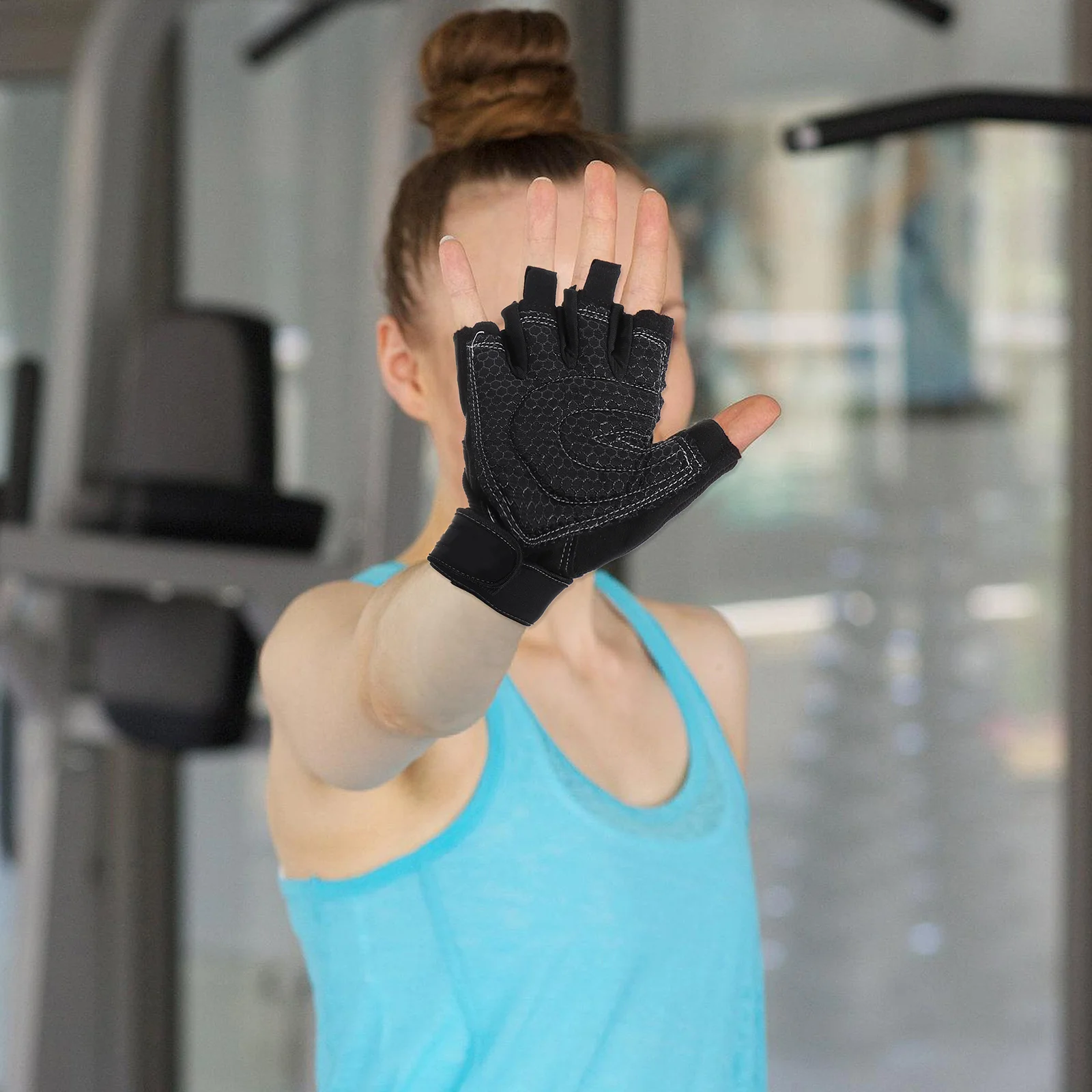 1 Pair Fitness Half-Finger Gloves Thickened Anti-Slip Palm For Mountain Climbing Weight Lifting Riding Workout Gym Sports