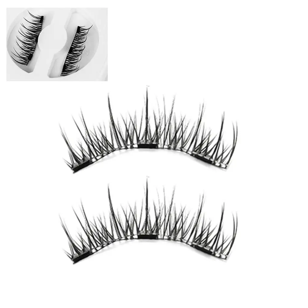 New Magnetic Eyelashes Reusable No Glue Needed False Eyelashes with Magnetic Tweezers Curly Faux Lashes Makeup