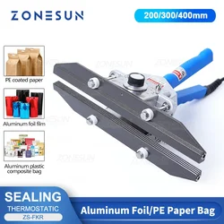 ZONESUN ZS-FKR200C 200/300/400mm Hand Held Impulse Sealer Composite Mylar Bags Aluminum Foil Heat Sealing Machine