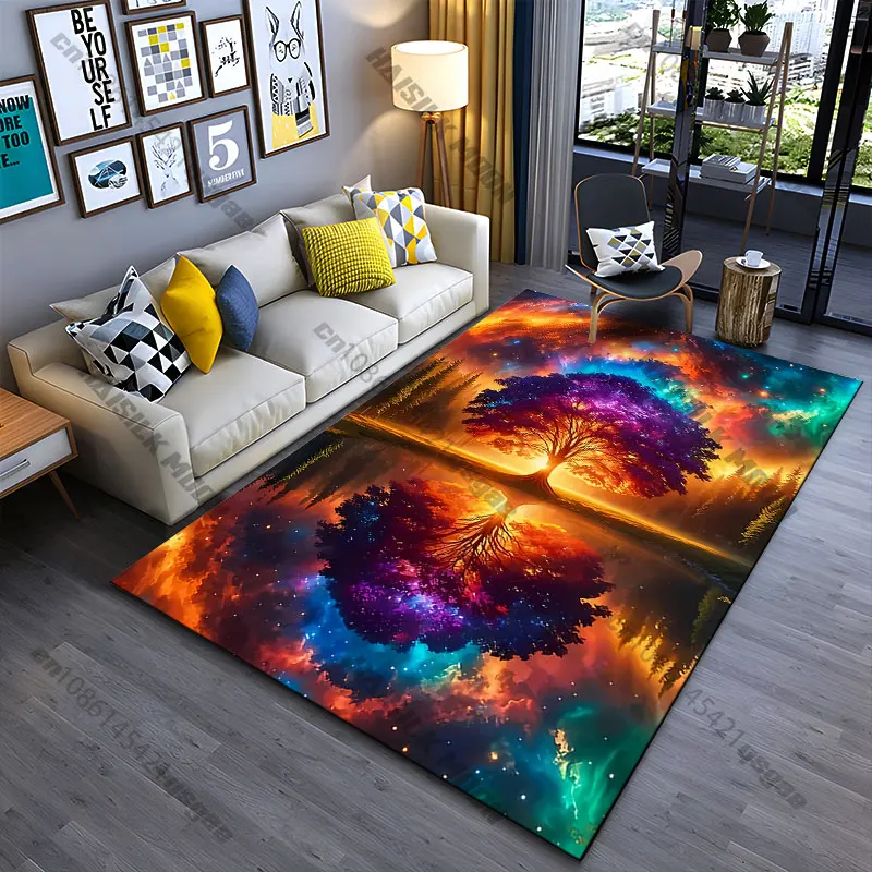 Cosmic tree reflection harmony carpet Yoga living room room decor children's crawling mat doormat area rug games mat