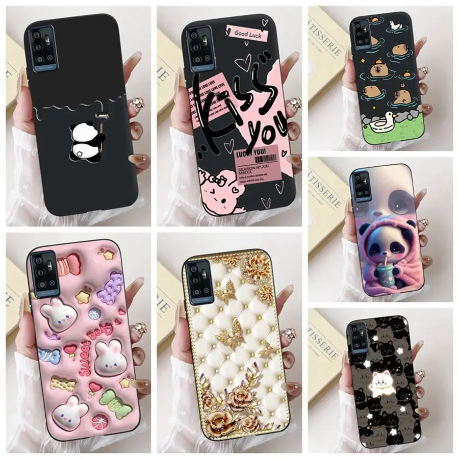 For ZTE Blade A51 A71 2021 Case ZTE A7030 Cover Cute Cartoons Soft Black Back Cover Shell For Zte A7s 2020 A 71 A 51 Fundas