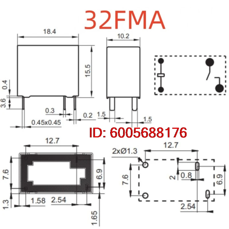 10PCS New HF32FV-16 5-HLTF(590) (32FMA-Coil:5V-16A) Relay 4pins