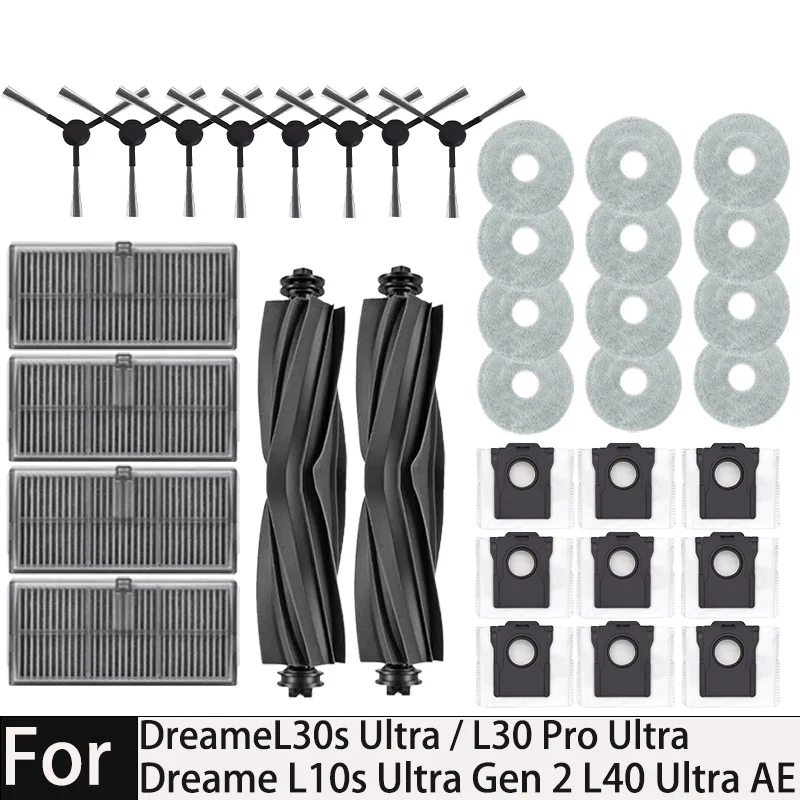 

Dreame L10s Ultra Gen2 / L30s Ultra Robot Vacuum Cleaner Accessories Side Brush Mop Cloth Hepa Filter Dust Bag Spare Parts