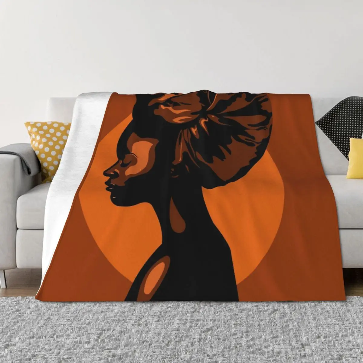 

African Woman Silhouette Illustration Throw Blanket For Baby Cute Plaid Thins Nap Blankets