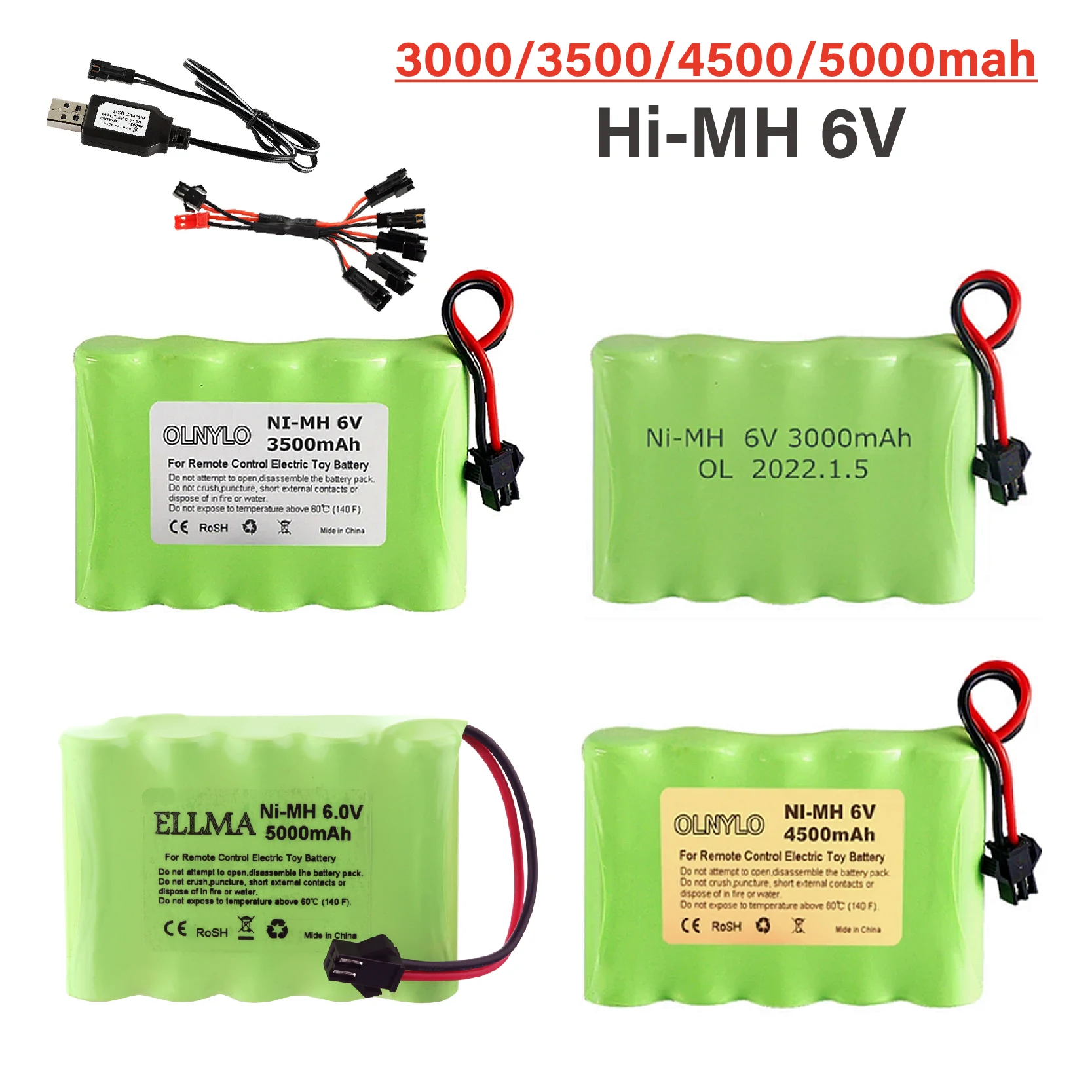 5000 3000 3500 4500mah NI-MH Battery SM plug For Rc Toys Cars Tanks Robot Boats Guns Ni-MH AA 6v Rechargeable Battery Pack