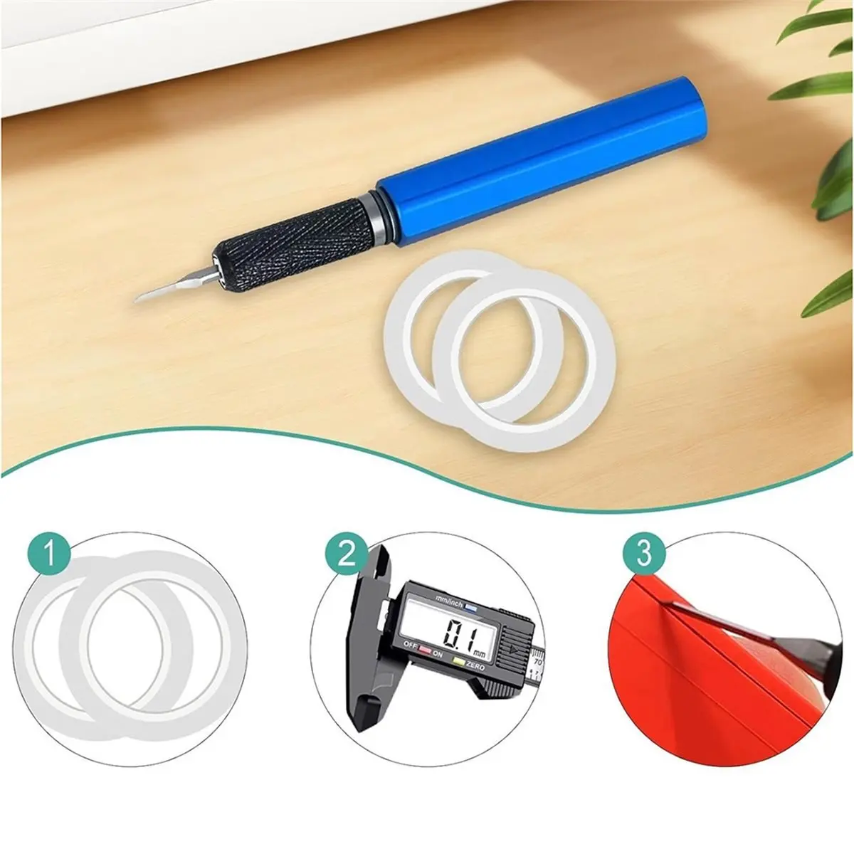 Model Scriber Tool Set for Engraving Resin Models, Scribing with Ergonomic Handle, 0.15mm Tip