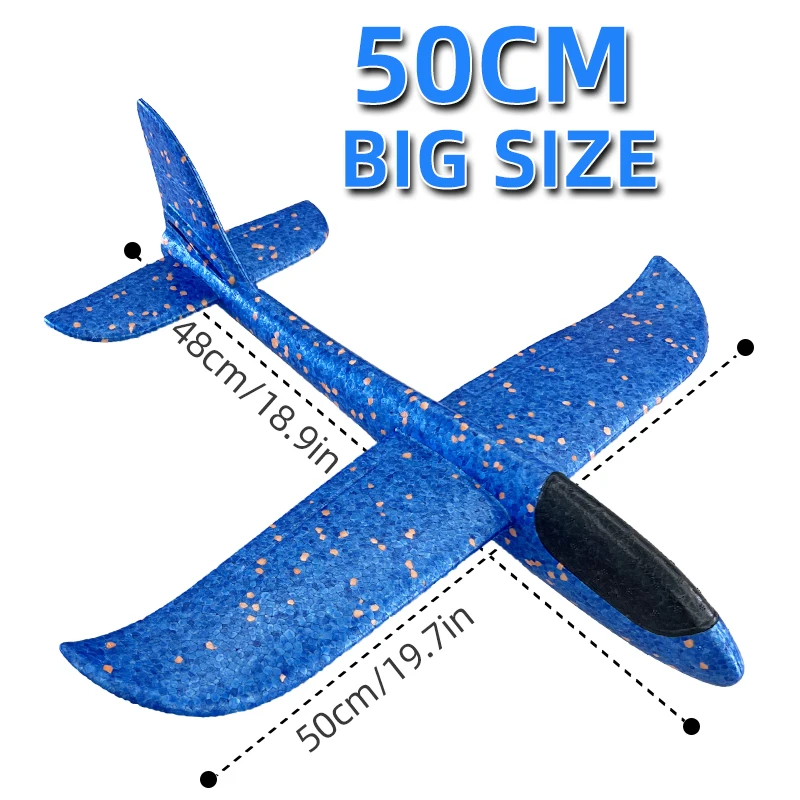 50CM Big Foam Plane Glider Hand Throw Airplane Light Inertial EPP Bubble Planes Outdoor Launch Kids Toys for Children Boys Gift