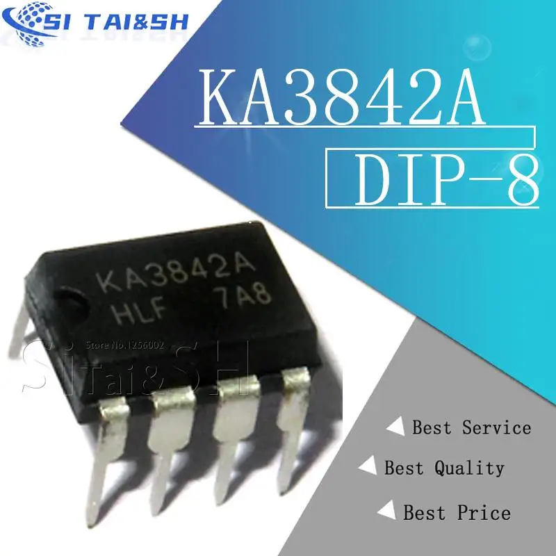 10pcs KA3842 KA3842A UC / TL3842 charger /  supply chip IC Manifold line DIP8 Original authentic