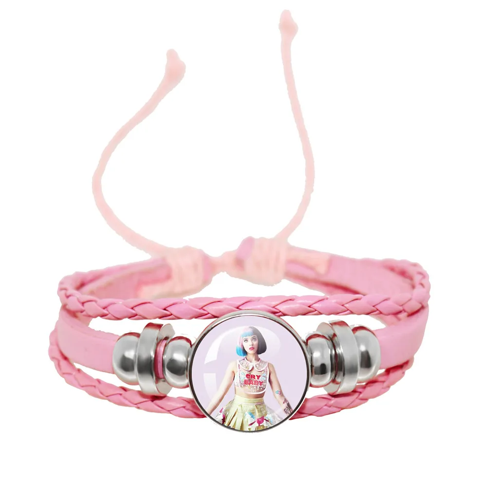 Melanie Martinez Crybaby Pink Leather Bracelet Glass Cabochon Pop Music Album Cover Pattern Leather Bracelet Fans Gift Jewelry