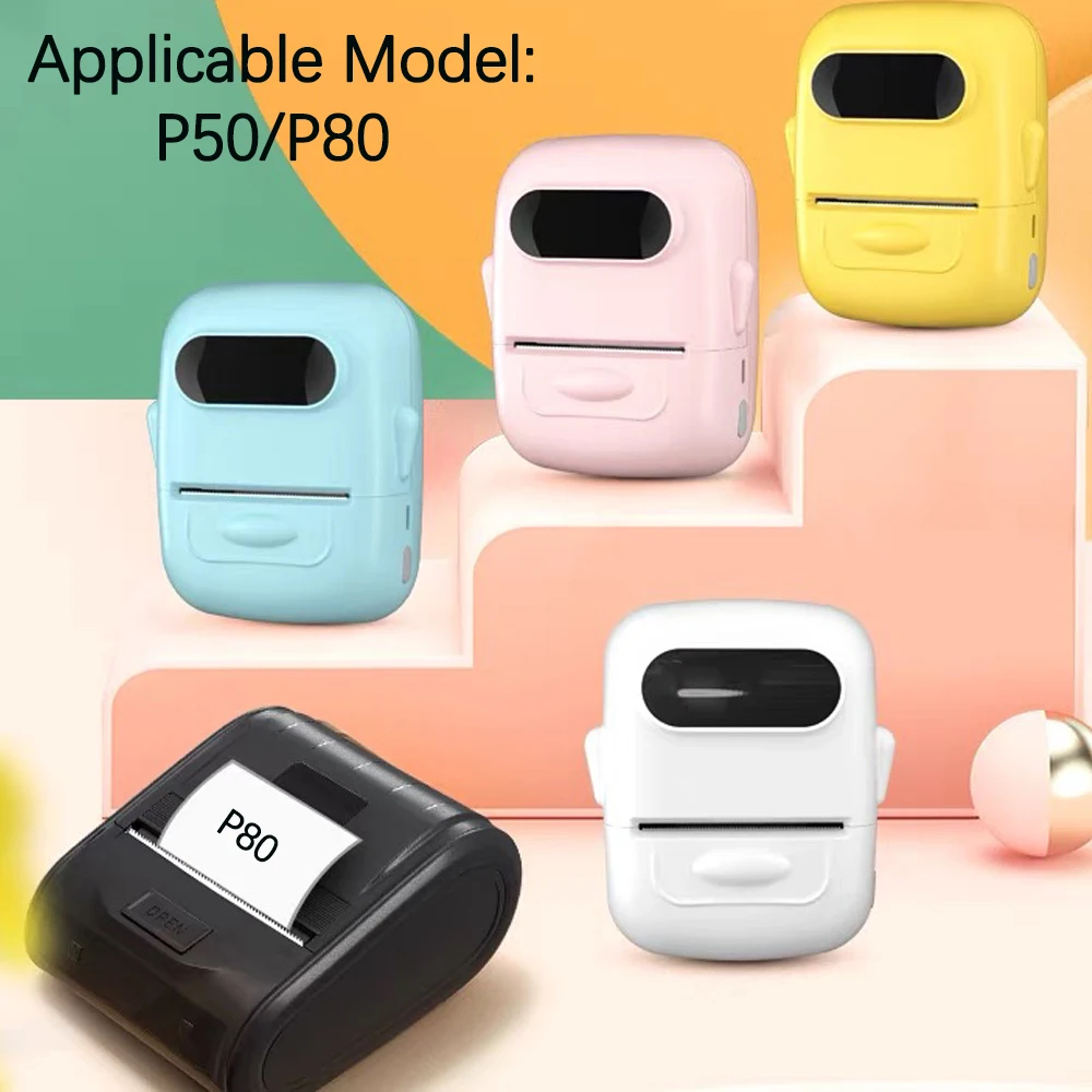 P50/P80 White Thermal Label Sticker Non-waterproof not tear proof Thermal Paper Inkless No Carbon Band Storage Price Date Tag