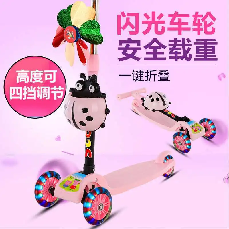 

Cooya New Children's Scooters Three-wheeled Graffiti Flash Car One-button Folding Portable Scooter Baby Walker Skuter Patinete