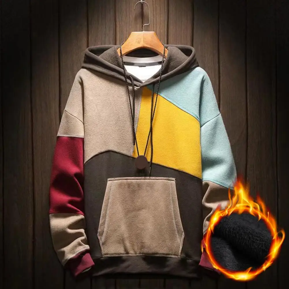 Men Autumn Hoodie Thin Fleece Hooded Long Sleeves Oversized Coat Casual Spring Hoodie Big Pocket Sweatshirts Men's Clothing