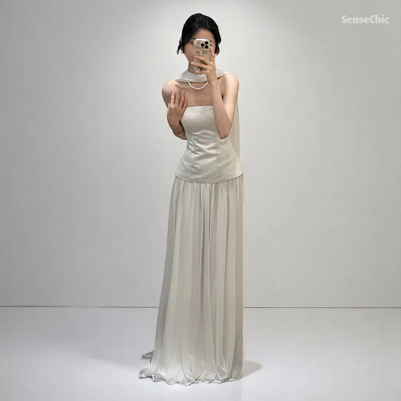 Свадебные платья с бретелькой на шее, корейское простое тюлевое платье трапециевидной формы с открытыми плечами, торжественное платье 웨딩드레스, классическое платье 2021, платье невесты по индивидуальному заказу