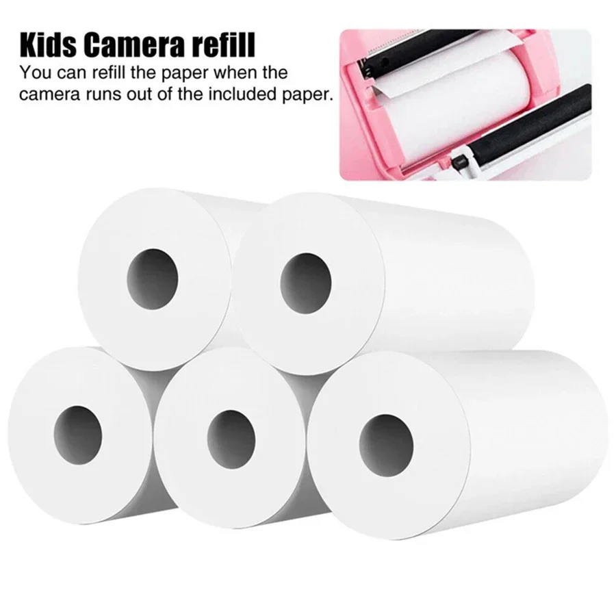 10rolls/lot 57*25mm Thermal Paper White Children Camera Instant Print Kids Camera Printing Paper Replacement Accessories Parts