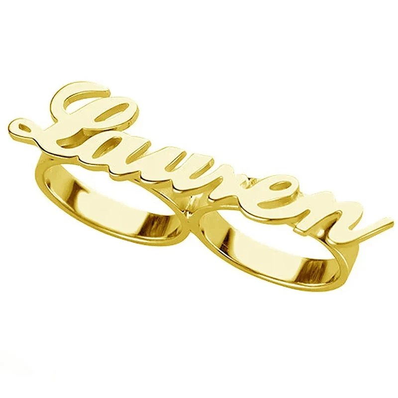 المفاصل المخصصة اسم حلقة شخصية اثنين من خواتم الاصبع مخصص اسم كبير خواتم أزياء النساء الرجال المجوهرات هدية #4