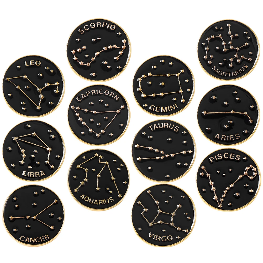 

Brooch Zodiac Enamel Pin Women Badge Jewelry Lapel Women's Brooches for Backpacks Spigot Water Jug