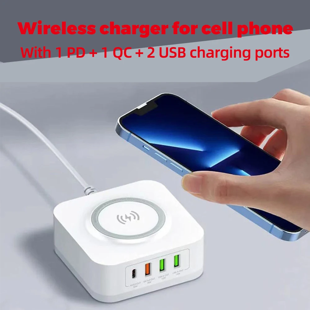 

PD30W Charger 15W Wireless QC3.0 PPS Charge For Phone Earphone US EU UK Small-volume 1Type-C 3USB Portable Fast Charging