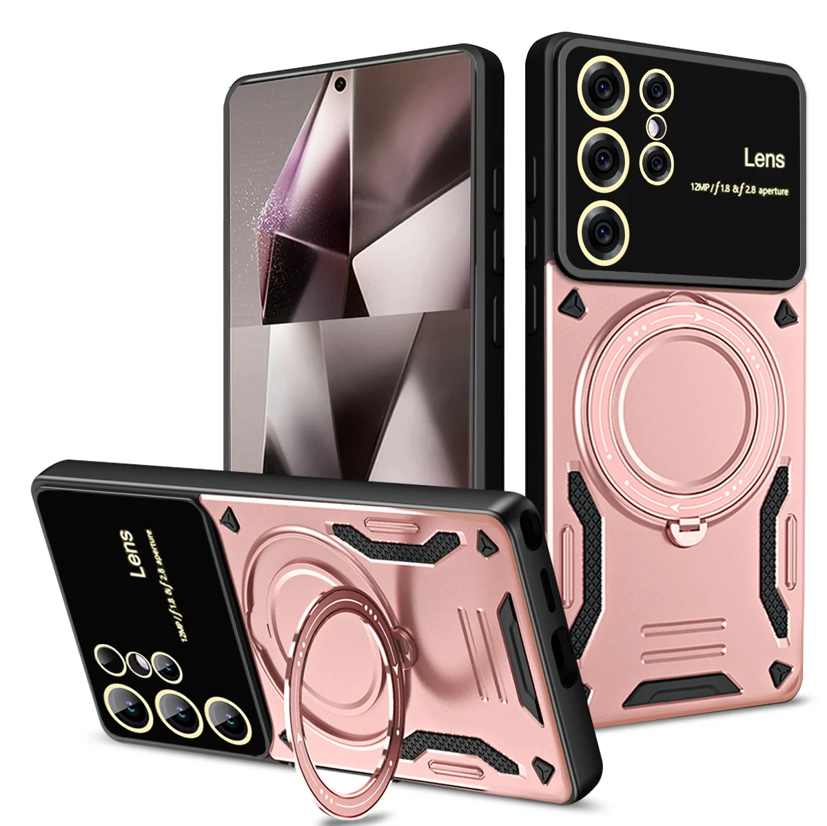 Luxury 360 Rotating Armor Magnetic Phone Case For Samsung S26 Ultra S25 Plus S24 A26 A17 A07 Shockproof Wireless Charging Cover