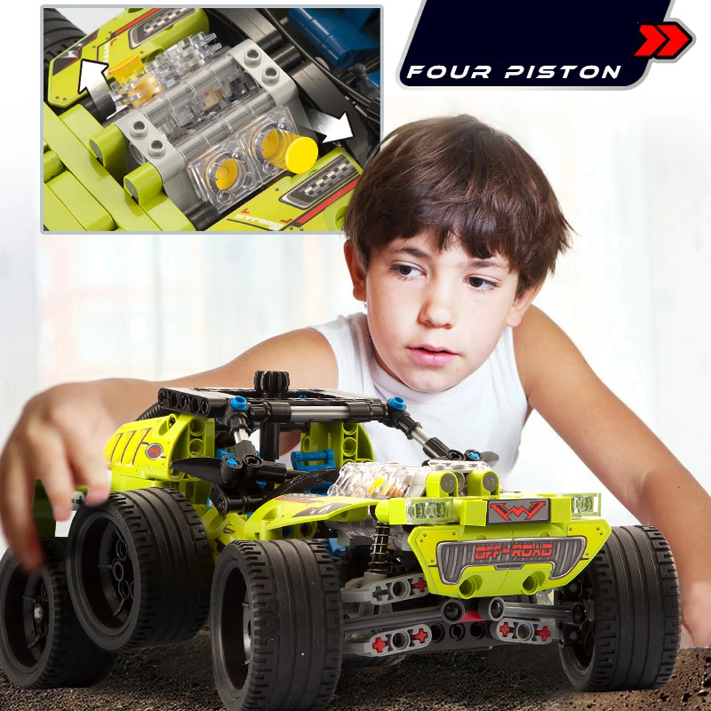 Technical ORV Desert Rally Off Road Vehicle Build Block Paris Dakar Racing Model Construction Brick Pull Back Car Toy For Gift