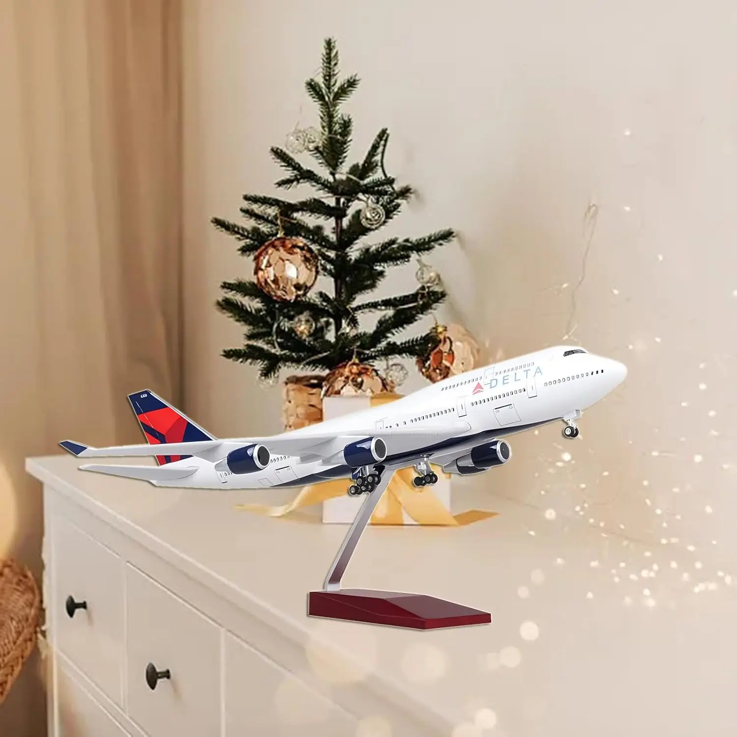 

B747 Модели самолетов Delta Air Lines Модель самолета B47 Игрушки реактивного самолета со светодиодной подсветкой (сенсорное или звуковое управление) для сбора