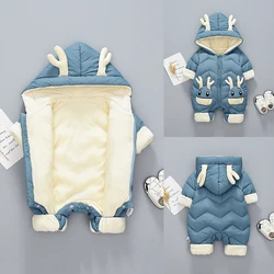 Olekid 2024 Baby Winter Schnee anzug plus Samt dicken Jungen Overall 0-2 Jahre Neugeborenen Stram pler Baby Mädchen Overalls Kleinkind Mantel