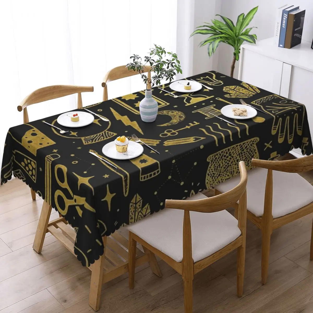 Curiosities Bone Skull Customized Rectangular Tablecloth Oilproof Table Cover for Festival Party Decorations Table Cloth