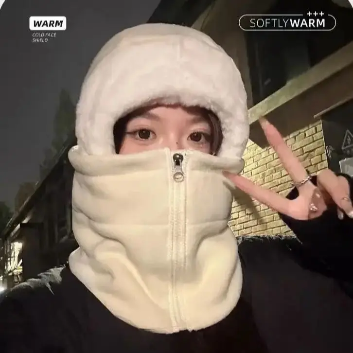 الشتاء في الهواء الطلق الدراجات مقنعين قبعة التزلج يندبروف مقاومة البرد الدافئة الصوف مبطن سميكة الرقبة حامي الصوف قناع الوجه #1