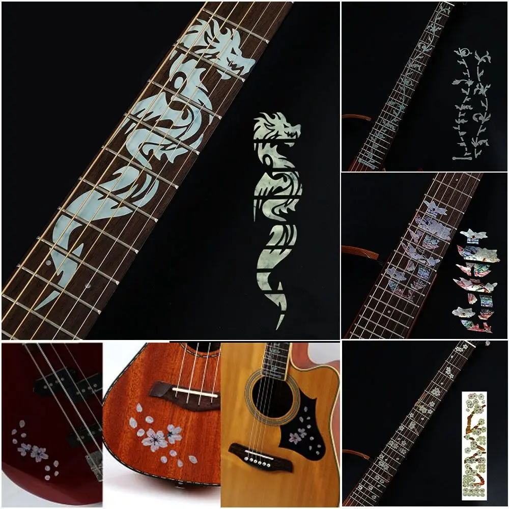 22 Styles Beautiful Music Instrument Decorations Ultra Thin Stickers Cross Inlay Decals Fretboard Sticker Guitarra Accessories