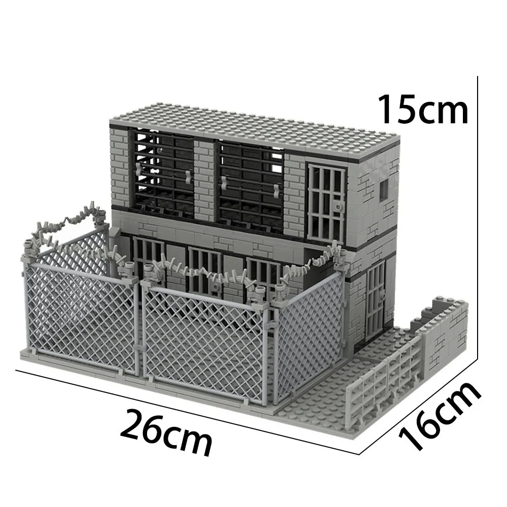 Mini figurines militaires MOC pour garçons, poste de police de la ville, cellules de prison, blocs de construction compatibles avec les légos, jouets en briques