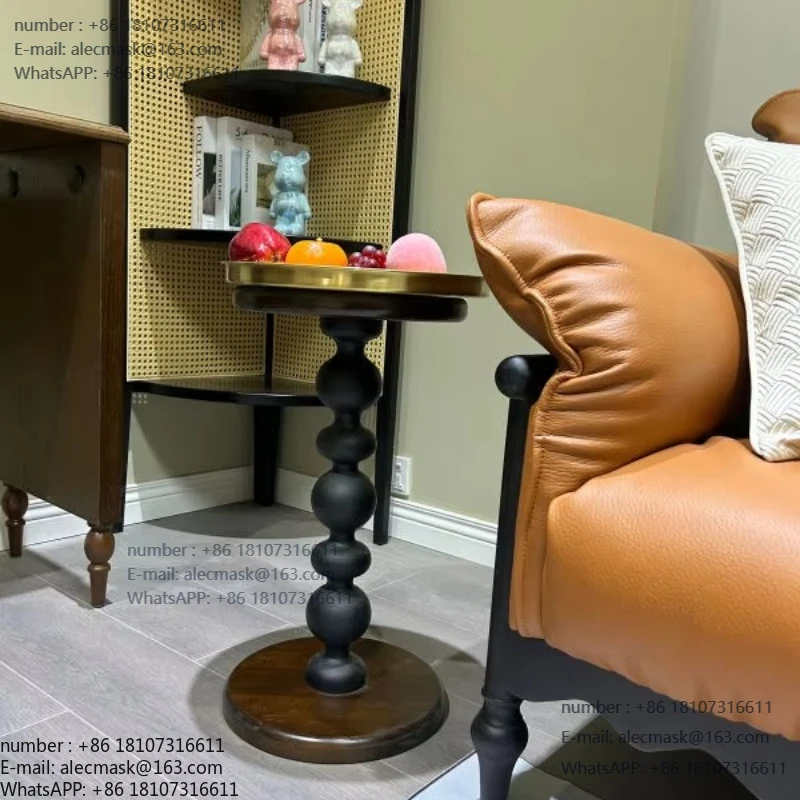 

Solid Wood Movable French Retro Corner Coffee Table for Living Room Sofa Side Table