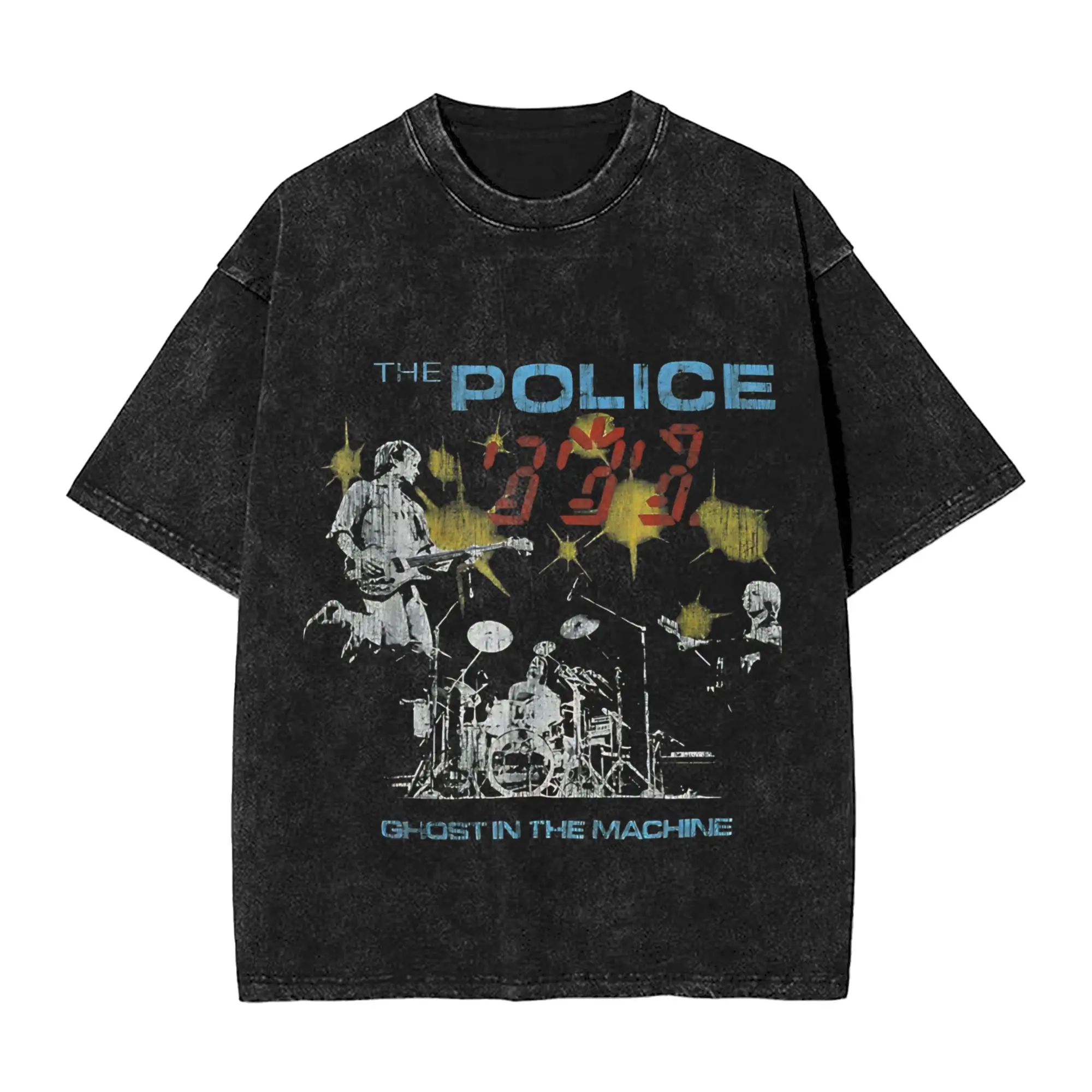 The Police Rockband Outfit Washed T-Shirts für Männer und Frauen, Streetwear, Hip-Hop-T-Shirts, Grafik-T-Shirts, Oberteile aus 100 % Baumwolle