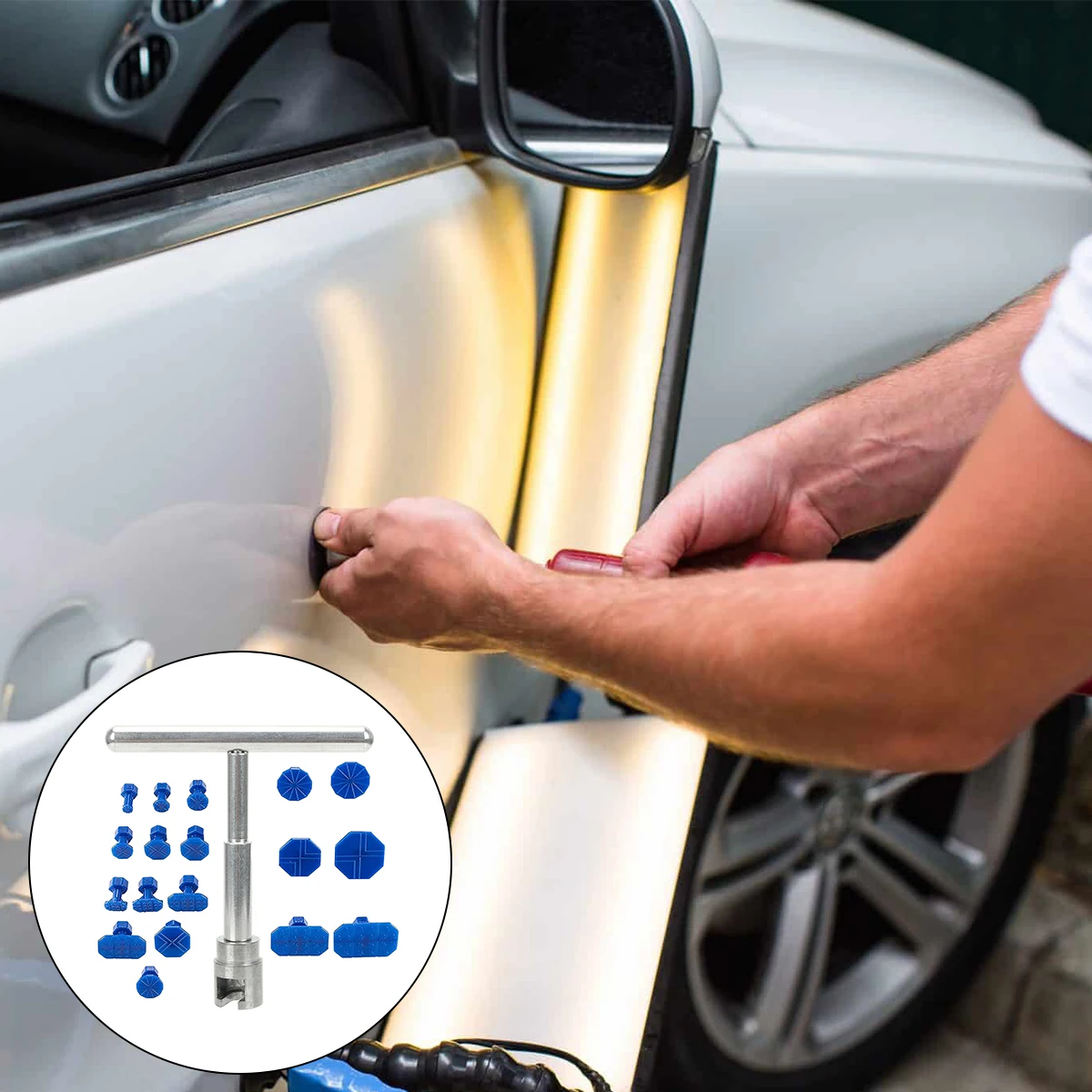 

19Pcs New Practical Auto Paintless Dent Repair Tools Plug Glue Gun Repair Kit Dent Remover Dent Puller for Cars Vehicle