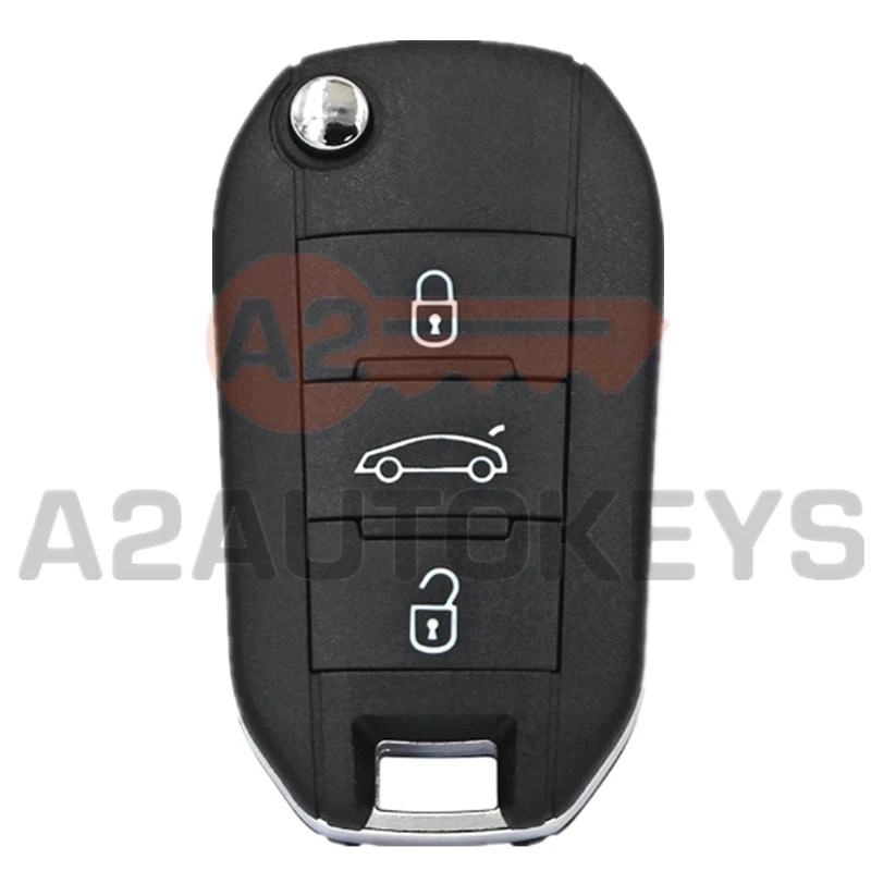 A2AUTOKEYS 3 Buttons 434MHz 4A Chip Car Remote Key For Peugeot 208 2008 301 308 508 Citroen C-Elysee C4-Cactus HU83 / VA2 Blade