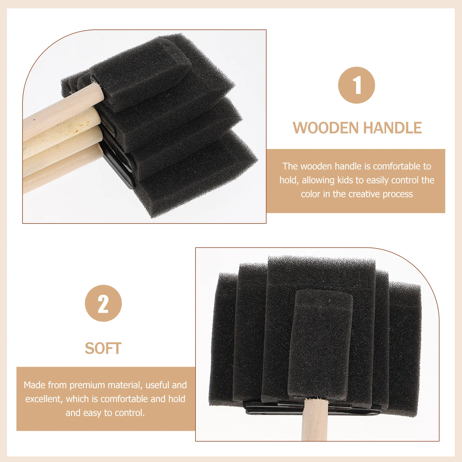 

25Pcs Sponge Brush Painting Brushes Wooden Handle Kids Graffiti DIY Art Drawing Sponge for Acrylic Oil Watercolor Painting