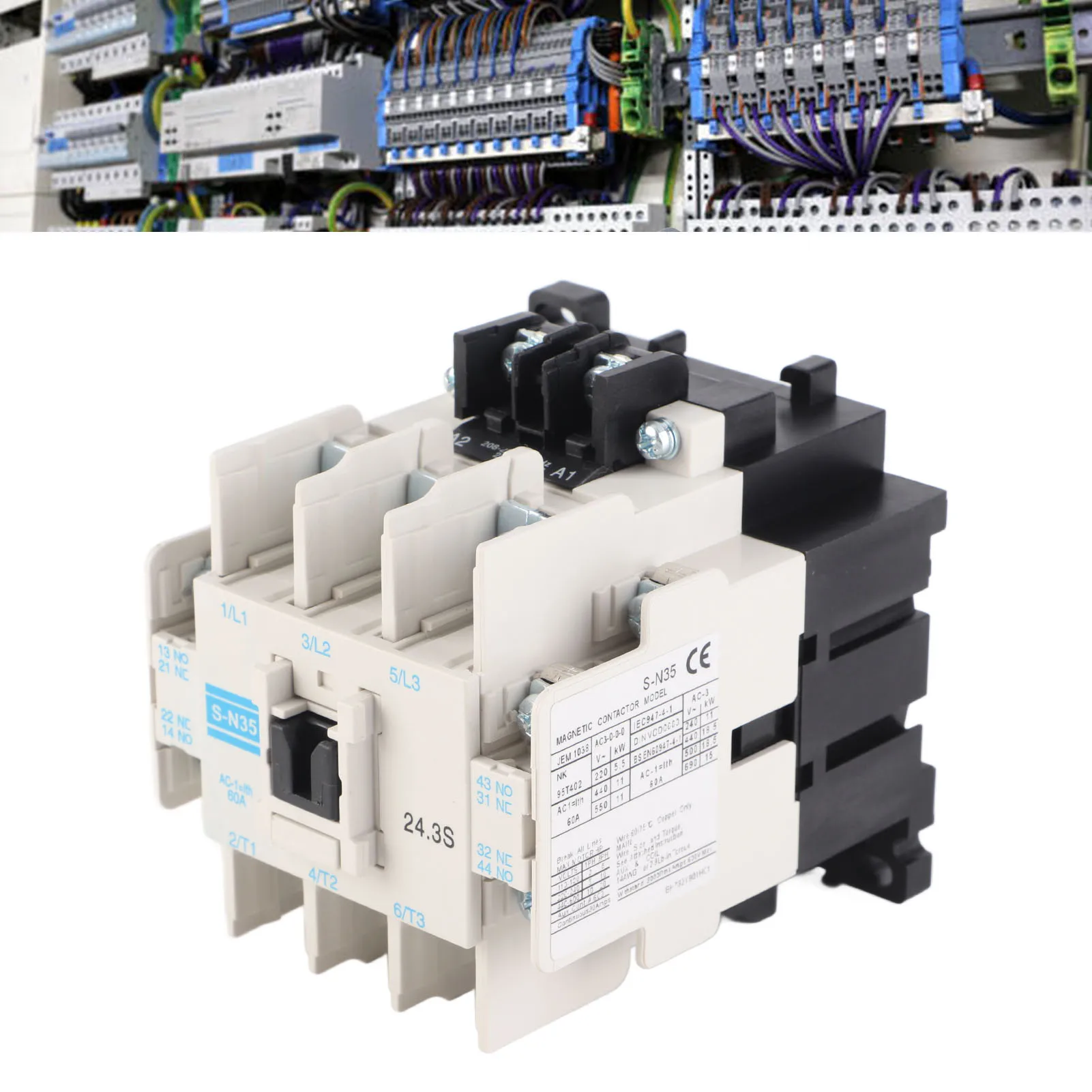 AC-Schütz, PC-Gehäuse, Kupfer, Silber, Kontakt, 4 Schließer, 4 Öffner, 3-poliges elektromagnetisches Schütz, 50 60 Hz, 60 A