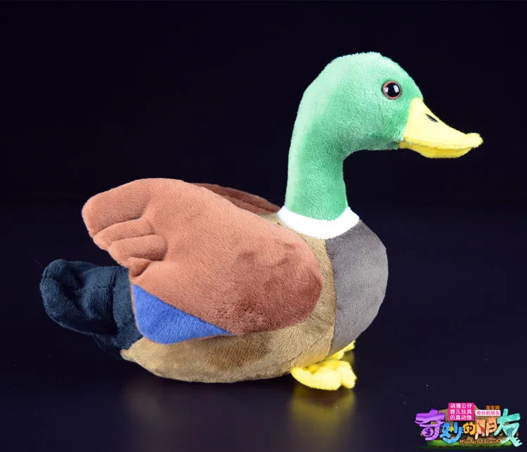 Brinquedo bonito do luxuoso do pato verde para a menina, animal da simulação, pato mandarim, presente do aniversário