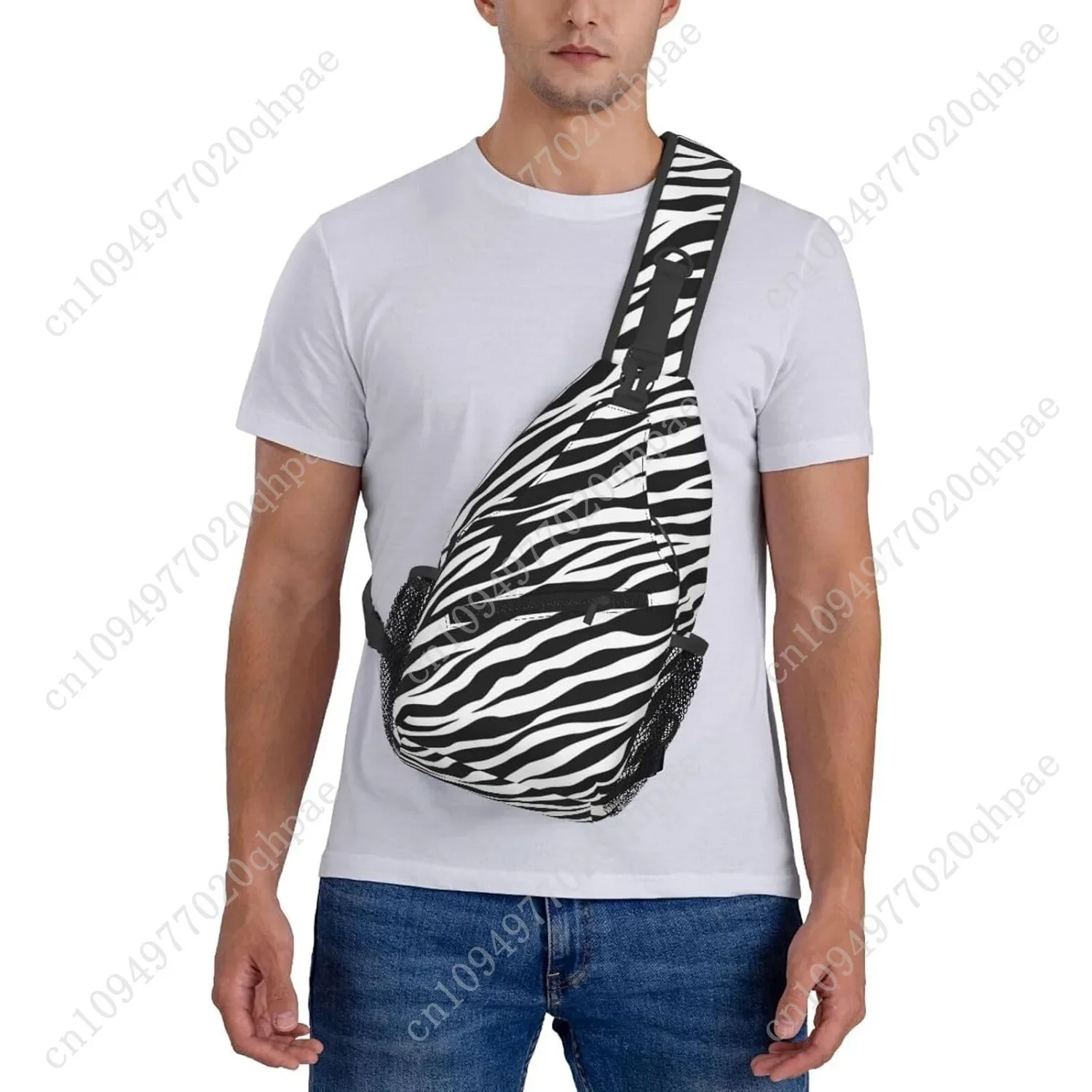 Zebra Print Sling Bag - Black and White Zebra Fur Pattern Crossbody Chest Shoulder Bag - Cute Animal Skin Backpack for Women and