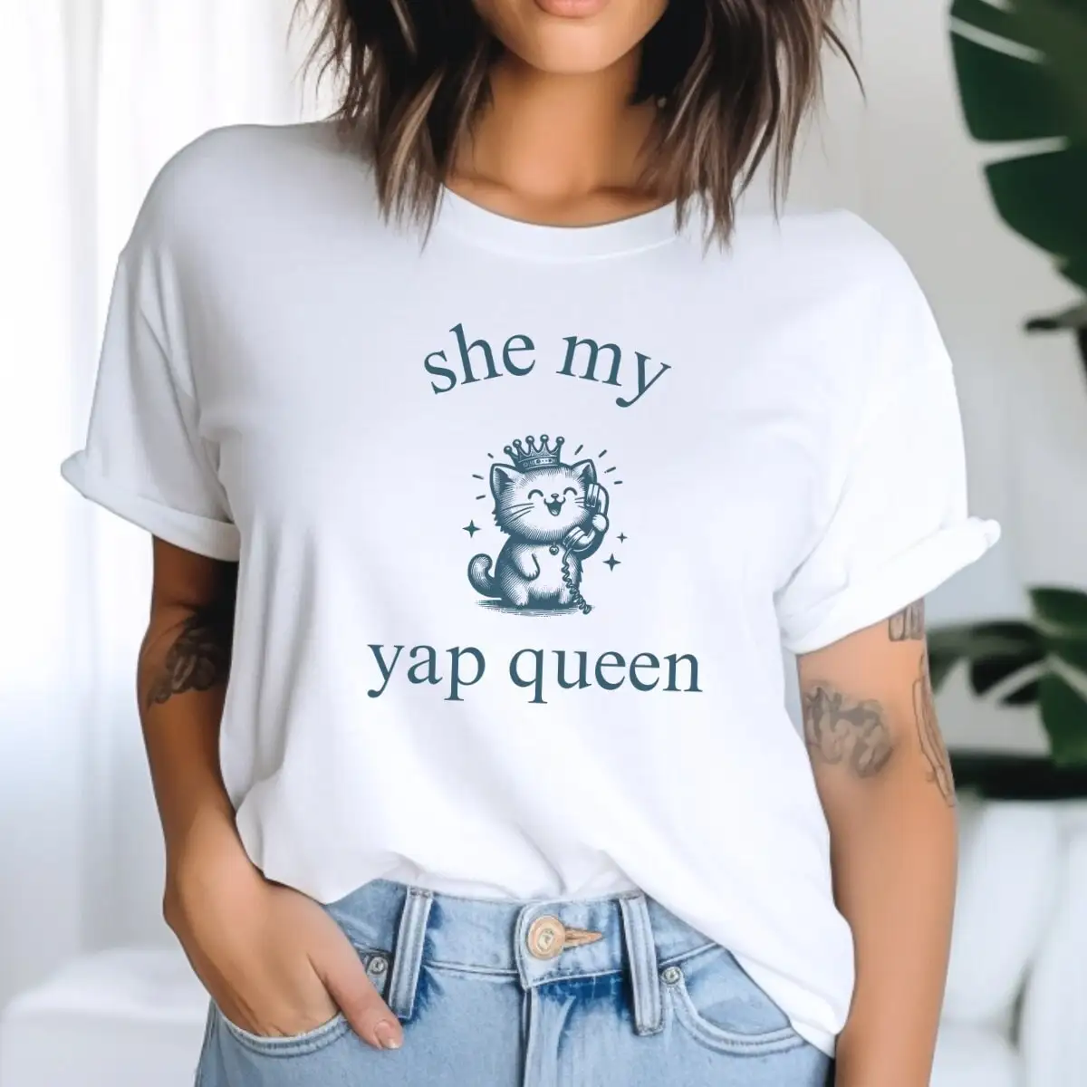 Funny Yap Queen Cat T Shirt Professional Yapper Meme For Her Weirdcore