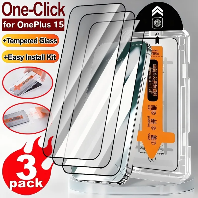 

1/2/3Pack for OnePlus 15 HD Tempered Glass with Easy Install Tool Scratch Resistant Full Cover Screen Protector for One Plus 15
